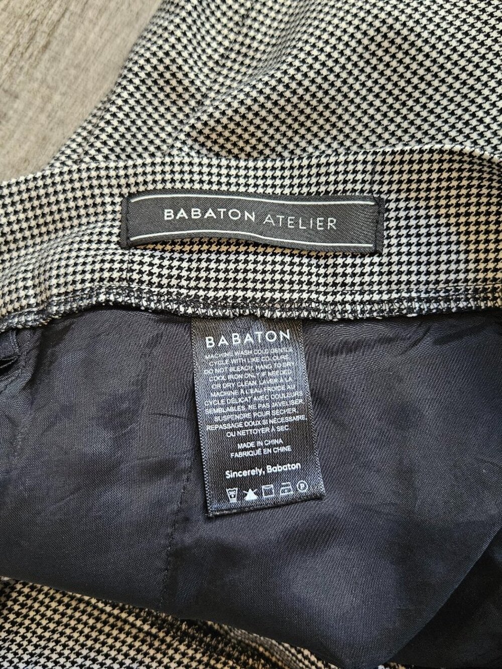 Babaton Aritzia Womens Size 6 Black White Houndstooth Tailored Ankle Pants 6 - Picture 5 of 7